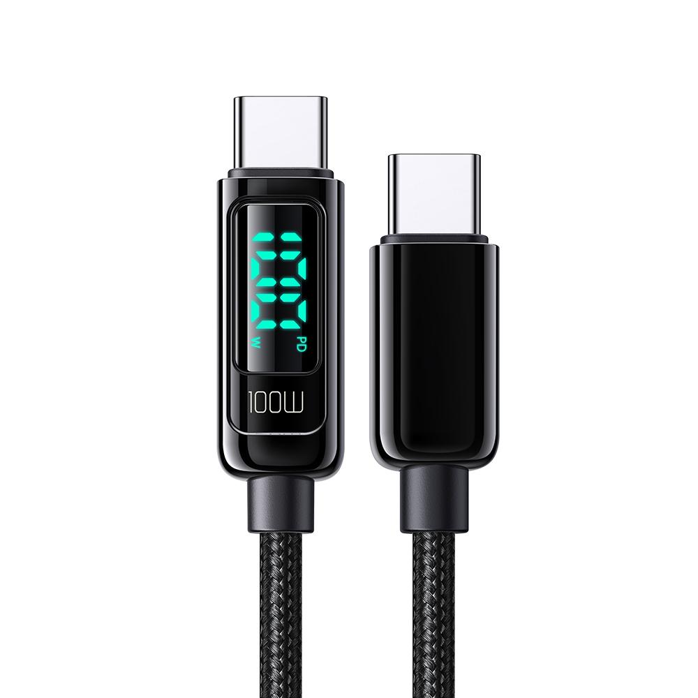 USB Type-C към USB Type-C PD кабел с дисплей Xmart, 5A, 100W, 1.2м, Черен | JAR Computers USB Type-C към USB Type-C PD кабел с дисплей Xmart, 5A, 100W, 1.2м, Черен