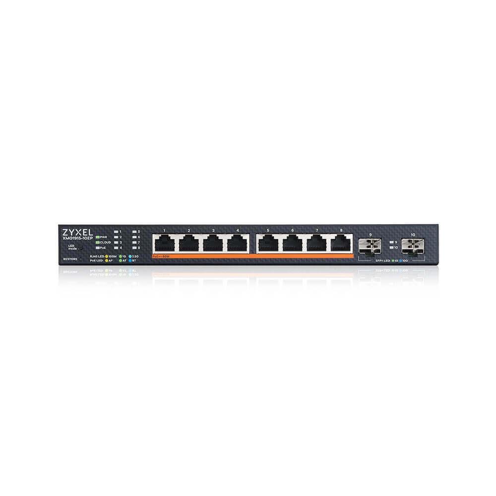 ZyXEL XMG1915-10EP, 8-port 2.5GbE, 2 SFP+, 8 x PoE++ 130W Smart Switch, hybird mode, standalone or NebulaFlex Cloud | JAR Computers ZyXEL XMG1915-10EP, 8-port 2.5GbE, 2 SFP+, 8 x PoE++ 130W Smart Switch, hybird mode, standalone or NebulaFlex Cloud