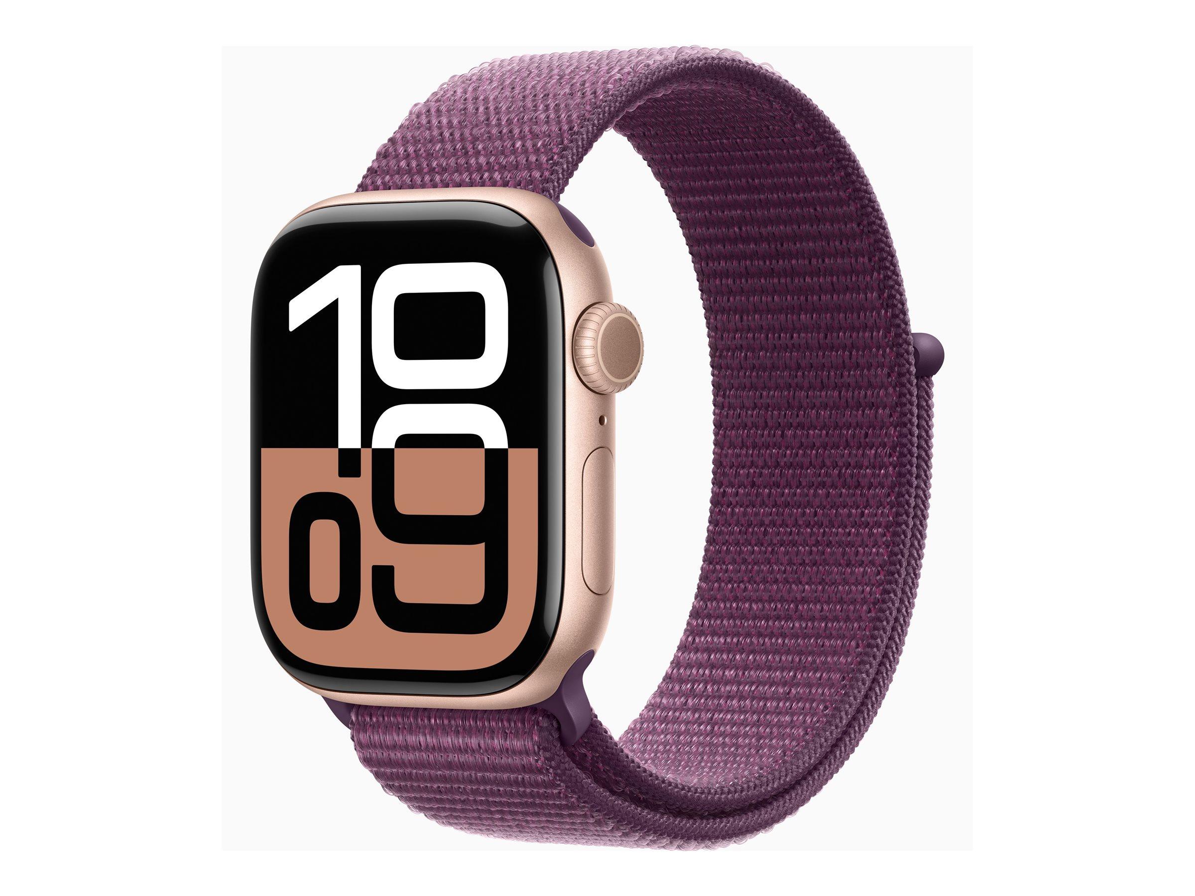 APPLE Watch Series 10 GPS 42mm Rose Gold Aluminium Case with Plum Sport Loop | JAR Computers APPLE Watch Series 10 GPS 42mm Rose Gold Aluminium Case with Plum Sport Loop