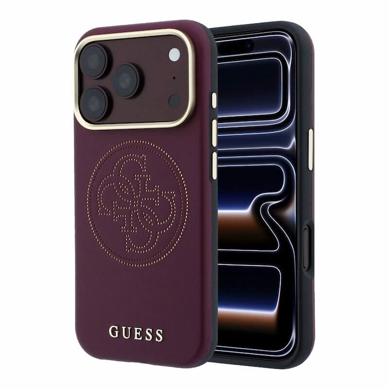 Дизайнерски хибриден удароустойчив кейс с MagSafe за iPhone 18 Pro Max - Guess PU Semi Wrap Perforated 4G Logo MagSafe Case (burgundy) | JAR Computers Дизайнерски хибриден удароустойчив кейс с MagSafe за iPhone 18 Pro Max - Guess PU Semi Wrap Perforated 4G Logo MagSafe Case (burgundy)