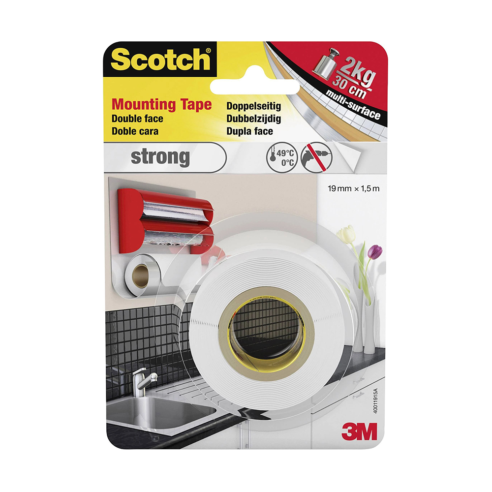 Double sided foam mounting tape Interior 19mm x 1,5m 7 kgr (4496G1915P) (MMM4496G1915P) | JAR Computers Double sided foam mounting tape Interior 19mm x 1,5m 7 kgr (4496G1915P) (MMM4496G1915P)