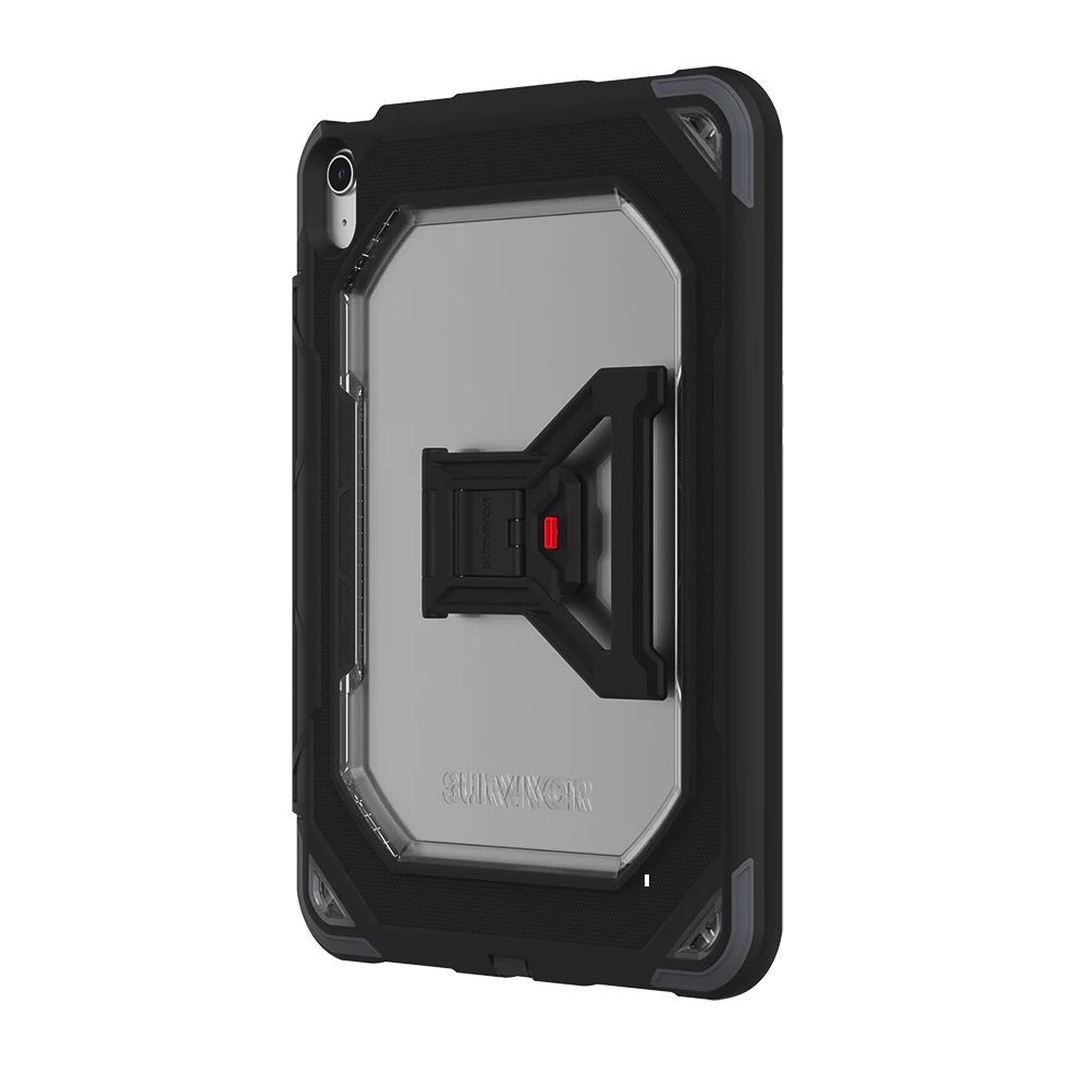 Griffin Survivor All Terrain Case - защита от най-висок клас за iPad Air 5 (2022), iPad Air 4 (2020) (черен-прозрачен) 