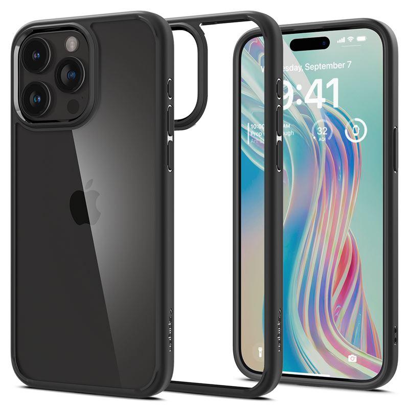 Хибриден кейс с висока степен на защита за iPhone 15 Pro (черен-прозрачен) - Spigen Crystal Hybrid Case | JAR Computers Хибриден кейс с висока степен на защита за iPhone 15 Pro (черен-прозрачен) - Spigen Crystal Hybrid Case