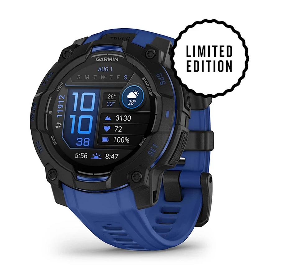 Instinct® 3 – 45 мм, AMOLED - Instinct® 3 – 45 мм, AMOLED - Black с Bolt Blue/Black каишка | JAR Computers Instinct® 3 – 45 мм, AMOLED - Instinct® 3 – 45 мм, AMOLED - Black с Bolt Blue/Black каишка