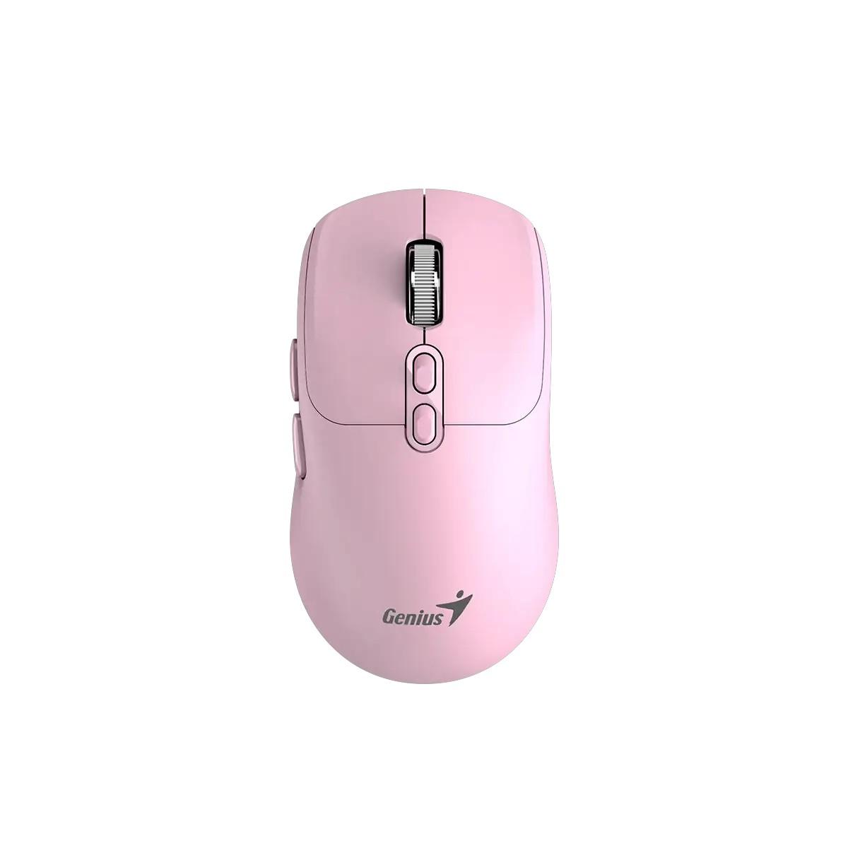 Мишка Genius NX-8080S, безжична, Bluetooth, Bluetooth/USB, 7 бутона, AA, розова