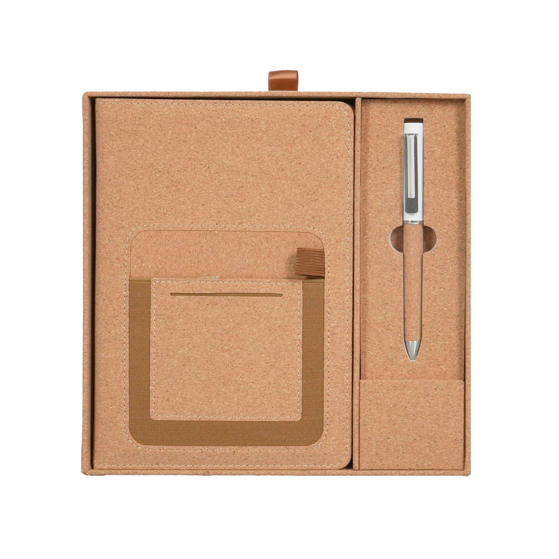 Office 1 Комплект тефтер и химикалка Floral Cork, в кутия