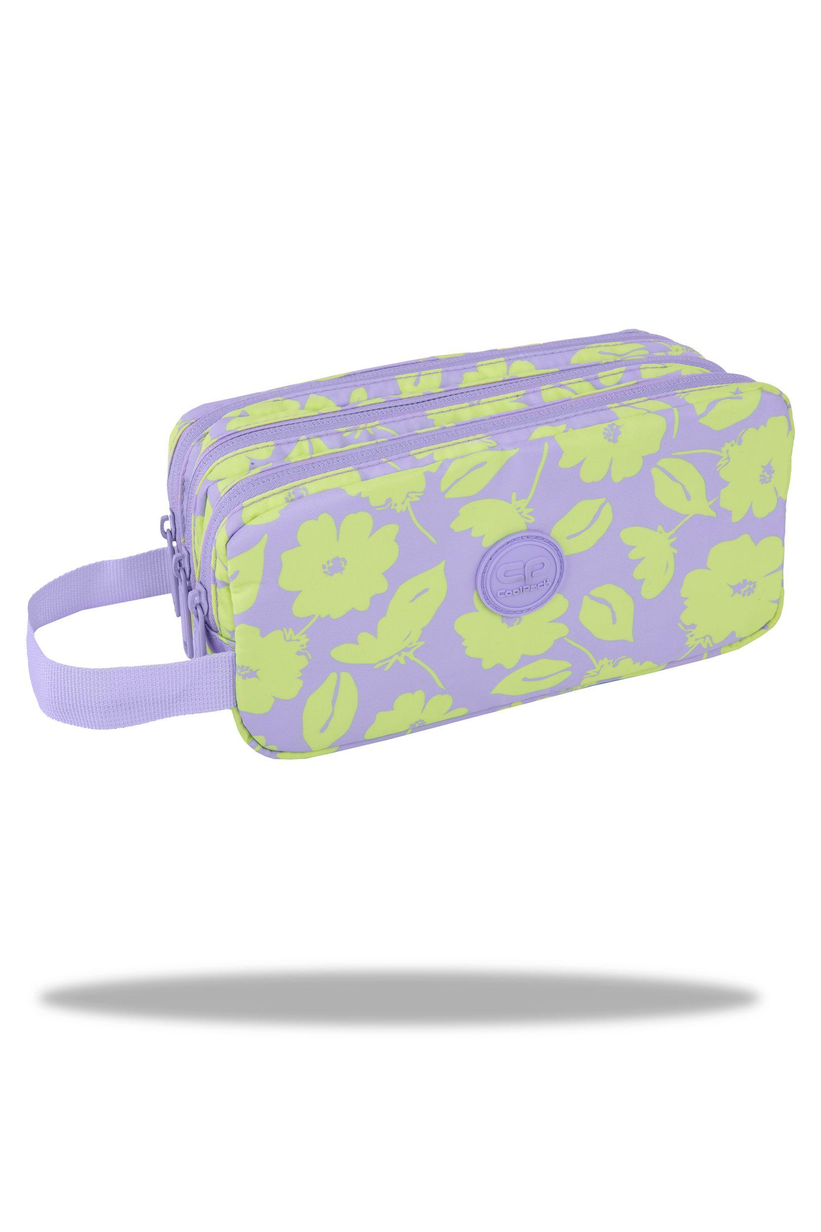 Ученически несесер с три ципа COOLPACK - PRIMUS - FLORES LILA