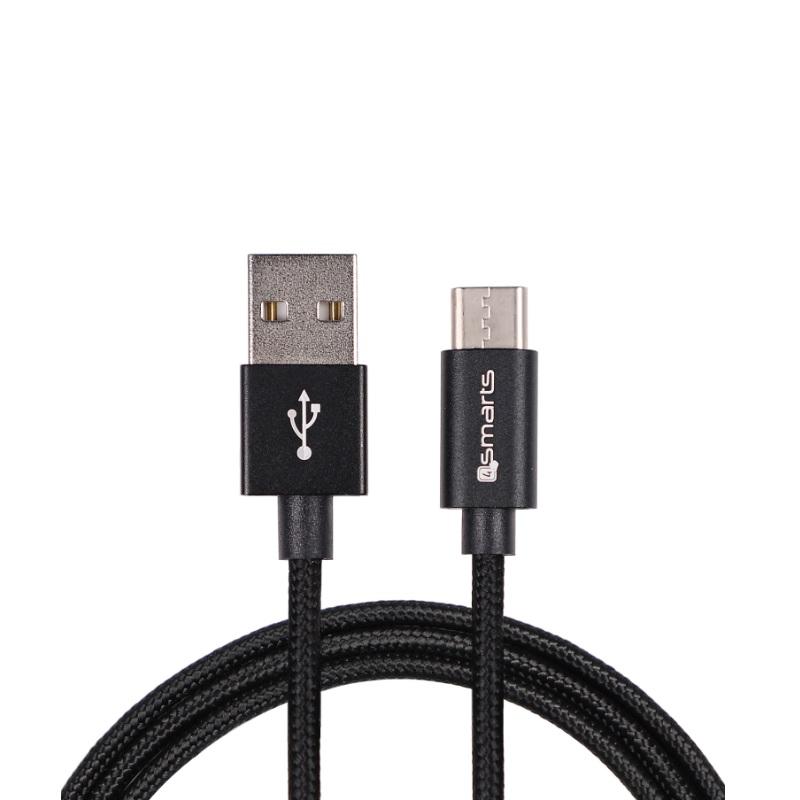 USB към USB-C кабел за устройства с USB-C порт (200 см.) - 4smarts RAPIDCord USB-C Data Cable (черен) | JAR Computers USB към USB-C кабел за устройства с USB-C порт (200 см.) - 4smarts RAPIDCord USB-C Data Cable (черен)