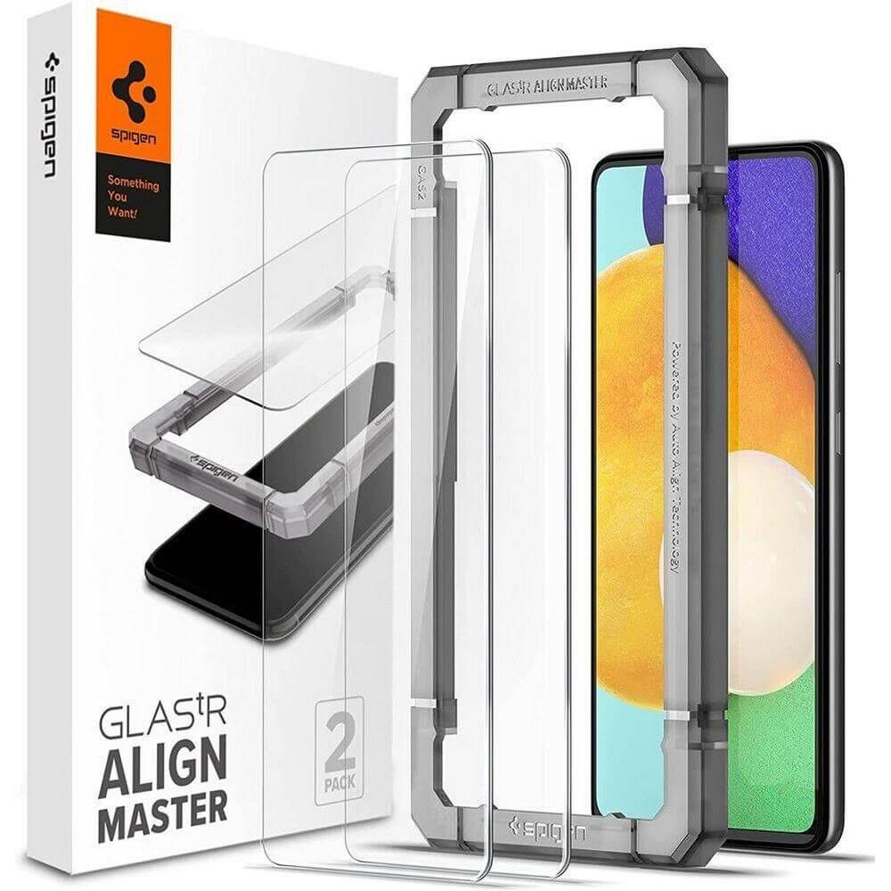 2 броя калени стъклени защитни покрития за дисплей на Samsung Galaxy A52, Galaxy A52s - Spigen Glass.Tr Align Master Tempered Glass 2 Pack (прозрачен) | JAR Computers 2 броя калени стъклени защитни покрития за дисплей на Samsung Galaxy A52, Galaxy A52s - Spigen Glass.Tr Align Master Tempered Glass 2 Pack (прозрачен)