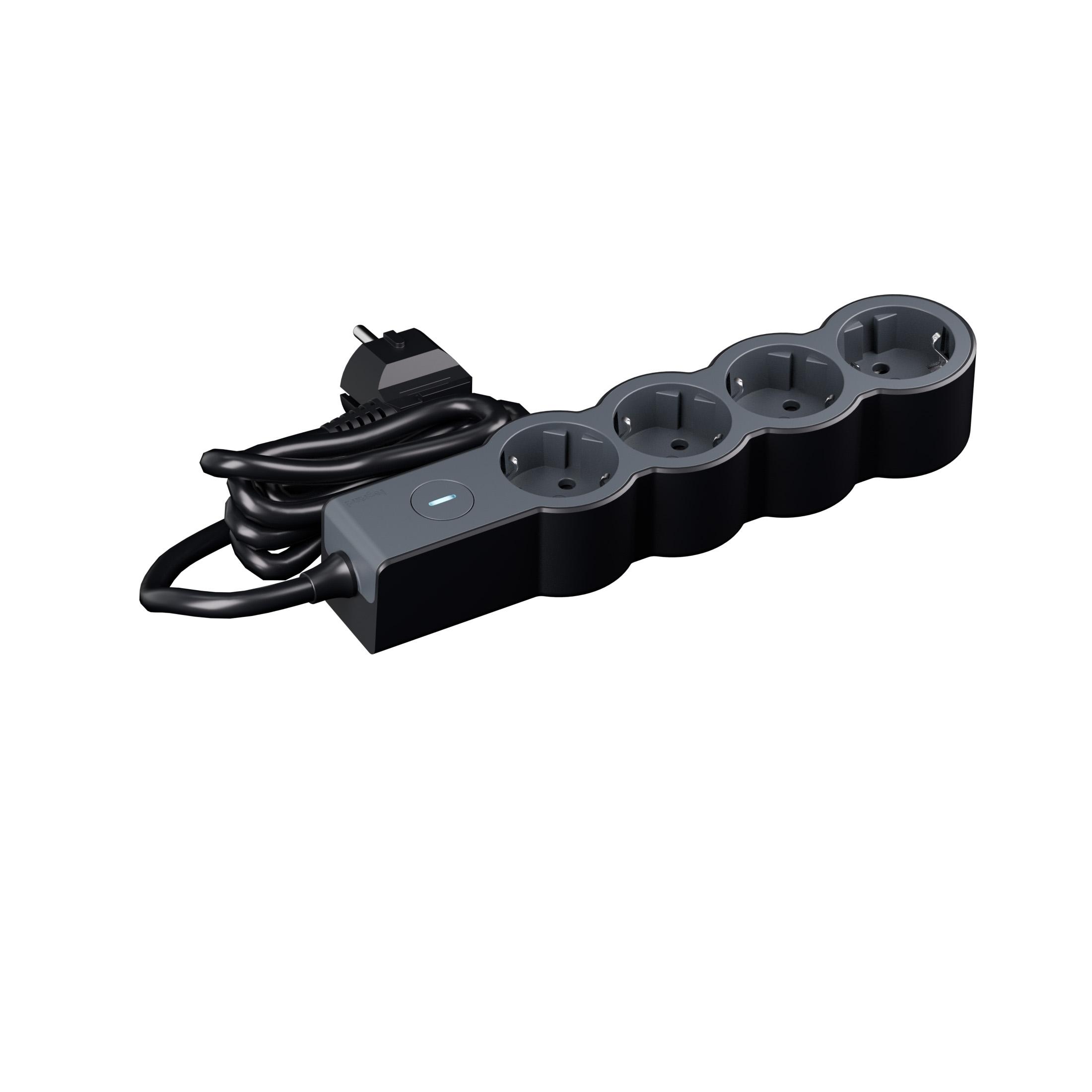 694421 Разклонител шуко 4X2P+E, защита, кабел 1,5 м, черно, Legrand