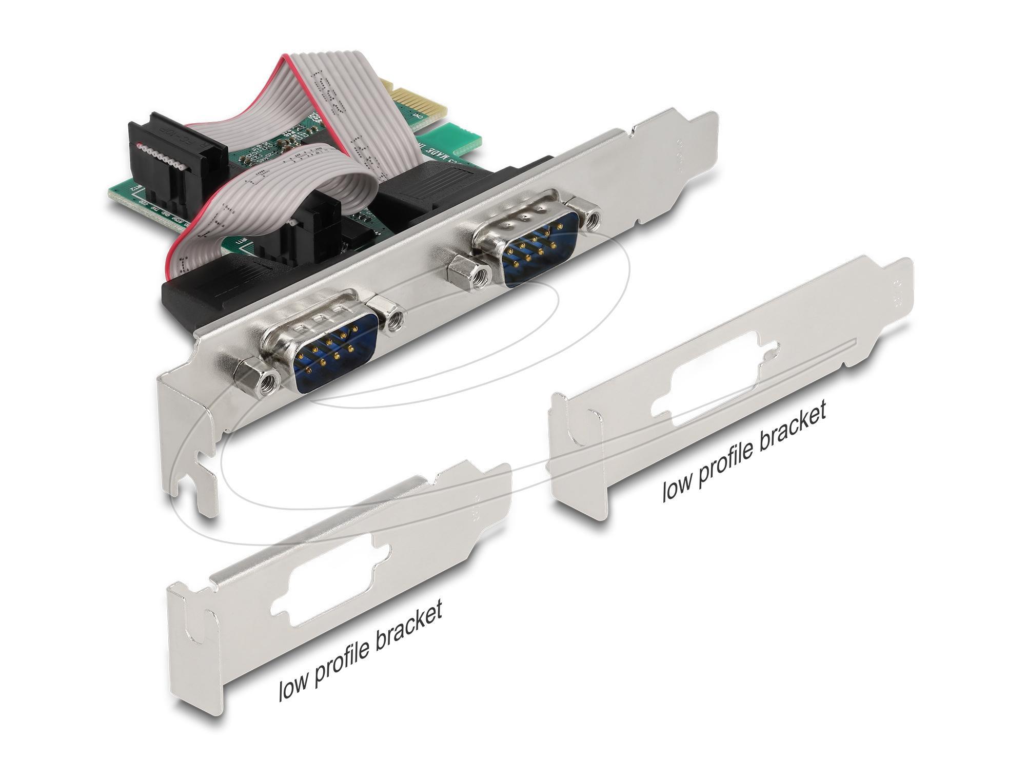 Delock PCI Express х 1 карта към 2 x сериен порт RS-232 мъжки, Low Profile