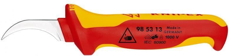 Кабелен нож извит, VDE 1000V жълто-червена ръкохватка 190мм, Knipex | JAR Computers Кабелен нож извит, VDE 1000V жълто-червена ръкохватка 190мм, Knipex