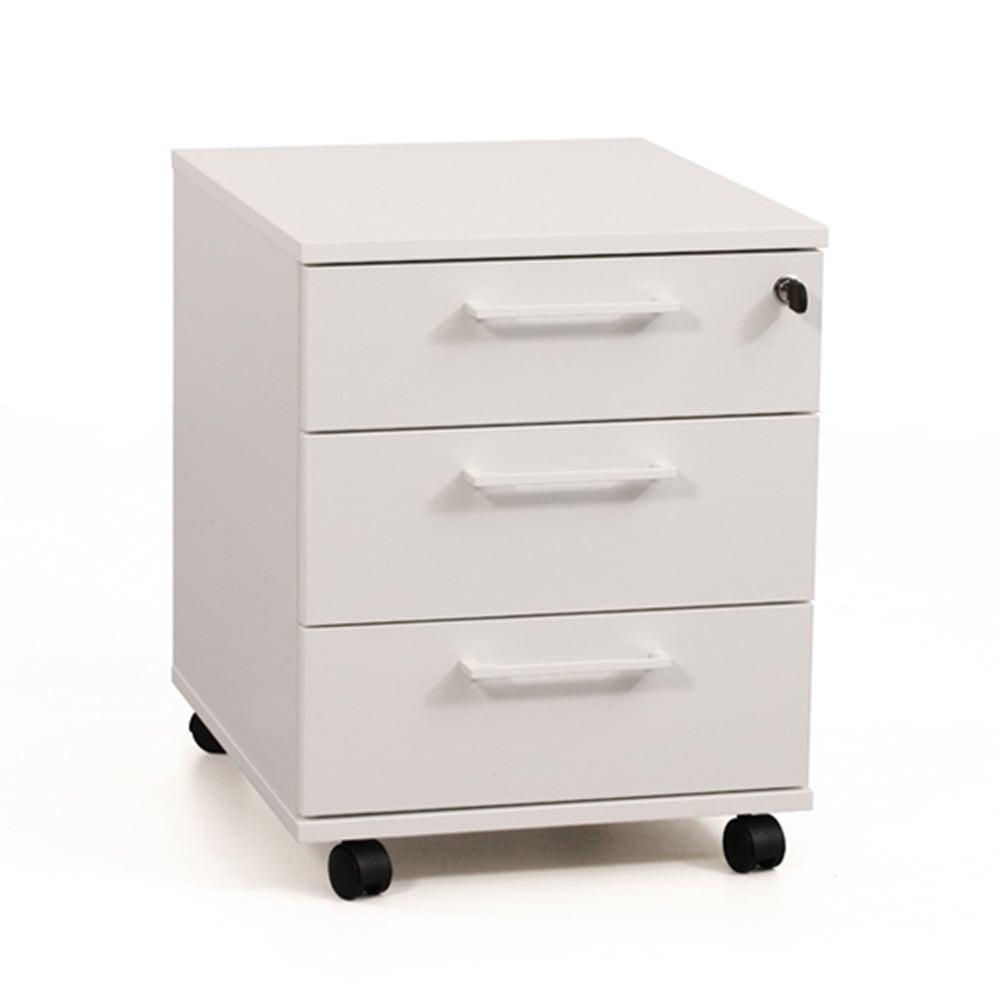 Контейнер за бюро Narbutas Optima, 415 x 500 x 510 mm, с колелца, ПДЧ, правоъгълна дръжка, бял