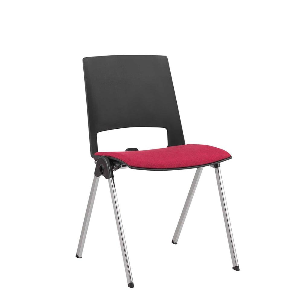 Посетителски стол RFG Sweet Chrome Black, текстил, до 120 kg, червен, 2 броя в комплект