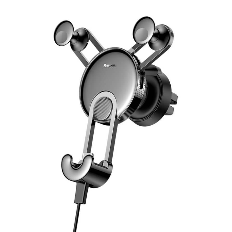 Поставка за радиатора на кола за смартфони с дисплеи до 6.5 инча и USB-C кабел (100 см) - Baseus YY Car Mount Holder (черна) | JAR Computers Поставка за радиатора на кола за смартфони с дисплеи до 6.5 инча и USB-C кабел (100 см) - Baseus YY Car Mount Holder (черна)