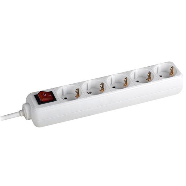 Power strip BACHMANN 5x, w/5m cable, White