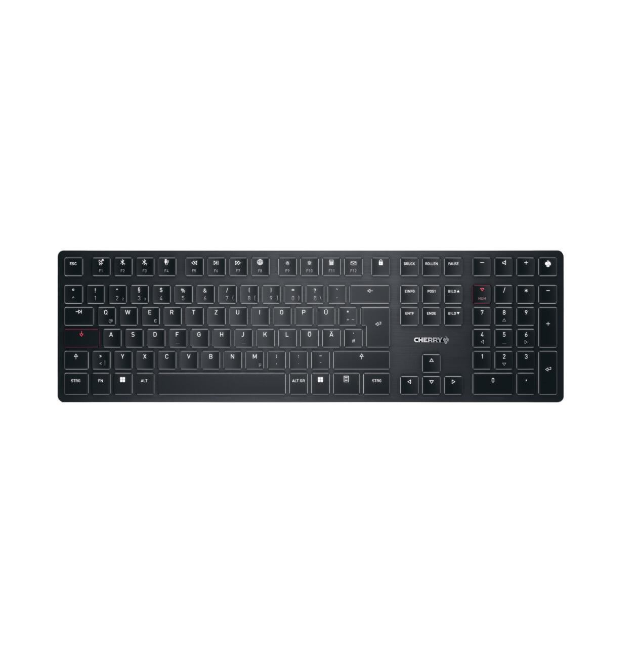 CHERRY KW X ULP клавиатура Универсален USB + RF Wireless + Bluetooth QWERTZ Немски Черен