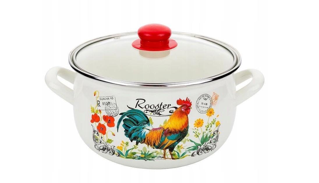 Емайлирана тенджера с капак Florina, размер 18см, дизайн Петел | JAR Computers Емайлирана тенджера с капак Florina, размер 18см, дизайн Петел