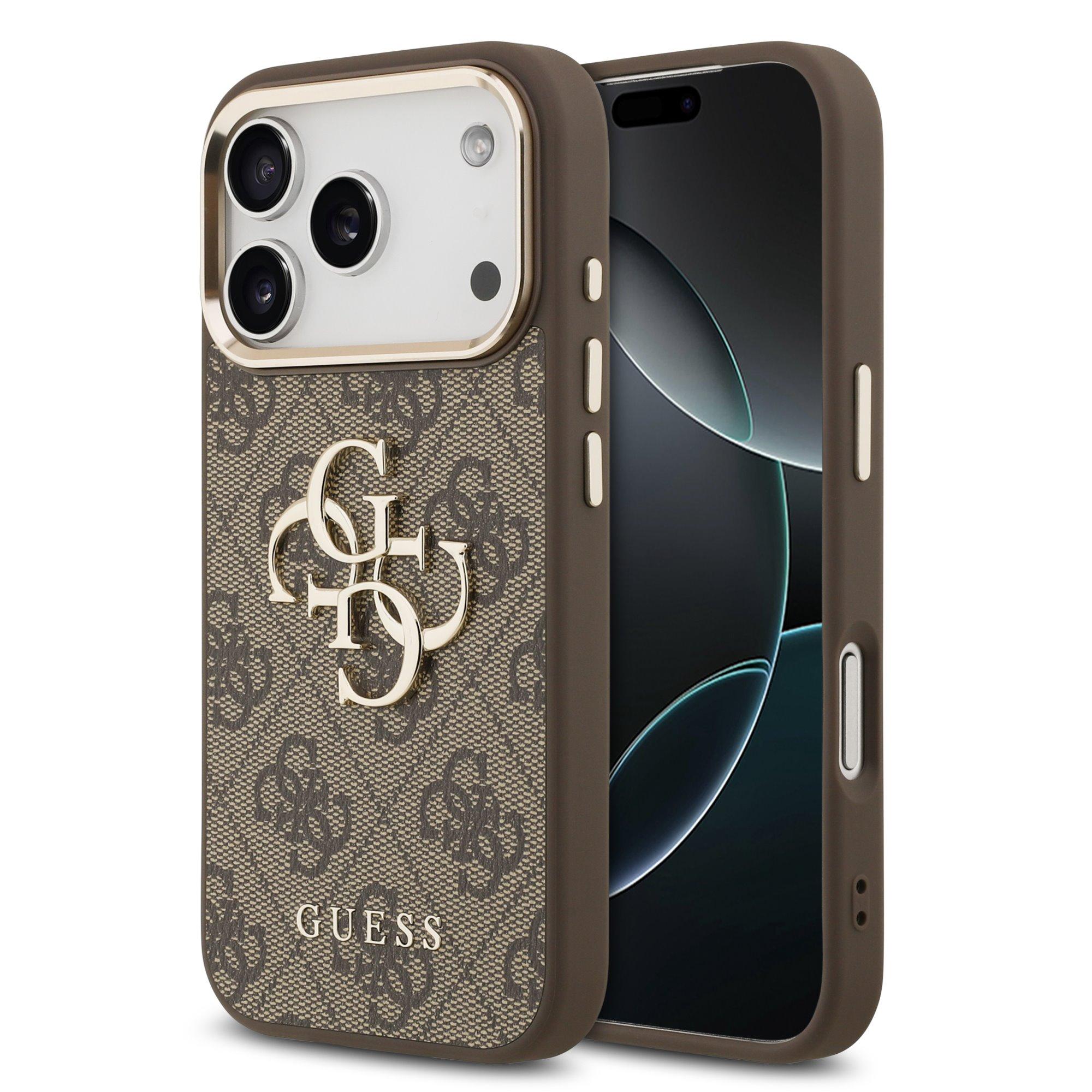 GUESS Калъф Apple iPhone 17 Pro, PU Leather 4G Metal Logo Gold Frame, кафяв - GUHCP17L4GMGCBR | JAR Computers GUESS Калъф Apple iPhone 17 Pro, PU Leather 4G Metal Logo Gold Frame, кафяв - GUHCP17L4GMGCBR