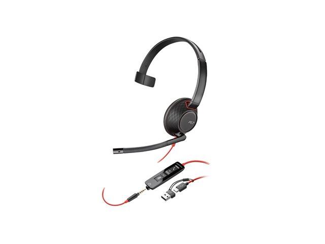 HP Poly Blackwire 5210 Monaural USB-C Headset +3.5mm Plug +USB-C/A Adapter Bulk | JAR Computers HP Poly Blackwire 5210 Monaural USB-C Headset +3.5mm Plug +USB-C/A Adapter Bulk