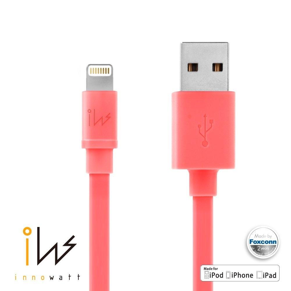 Innowatt Flat Lightning to USB Cable - USB кабел за iPhone 5, iPhone 5S, iPhone SE, iPhone 5C, iPod Touch 5, iPod Nano 7, iPad 4 и iPad Mini, iPad mini 2, iPad mini 3 (червен) | JAR Computers Innowatt Flat Lightning to USB Cable - USB кабел за iPhone 5, iPhone 5S, iPhone SE, iPhone 5C, iPod Touch 5, iPod Nano 7, iPad 4 и iPad Mini, iPad mini 2, iPad mini 3 (червен)