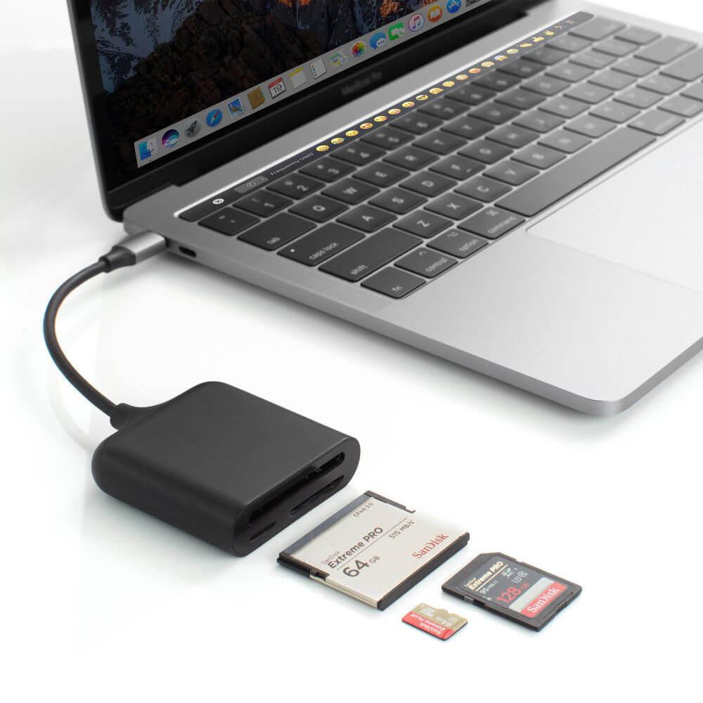 Четец за microSD, SD и CF карти памет за мобилни устройства с USB-C - HyperDrive USB-C Pro Card Reader (черен) | JAR Computers Четец за microSD, SD и CF карти памет за мобилни устройства с USB-C - HyperDrive USB-C Pro Card Reader (черен)