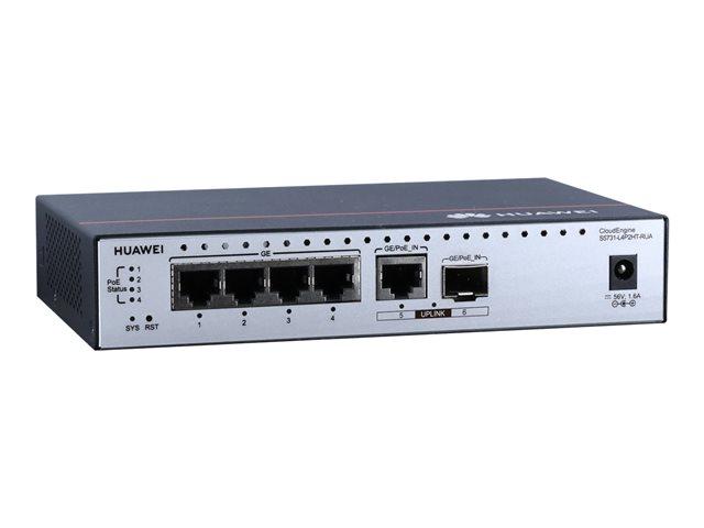 HUAWEI S5731-L4P2HT-RUA 4x10/100/1000BASE-T ports PoE++ 1xGE Hybrid Optical-electrical SFP Port 1x10/100/1000BASE-T Port PoE