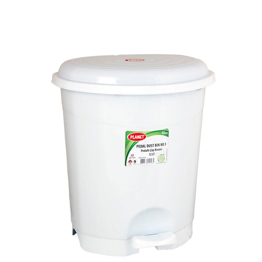 Кош за отпадъци Planet, с педал, пластмасов, 12 L, бял, 290 x 270 x 325 cm