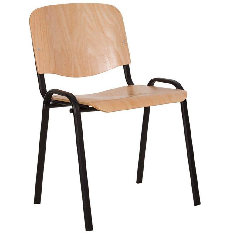 Ученически стол Iso Wood Black, многослойна букова дървесина, черна метална база, бук | JAR Computers Ученически стол Iso Wood Black, многослойна букова дървесина, черна метална база, бук
