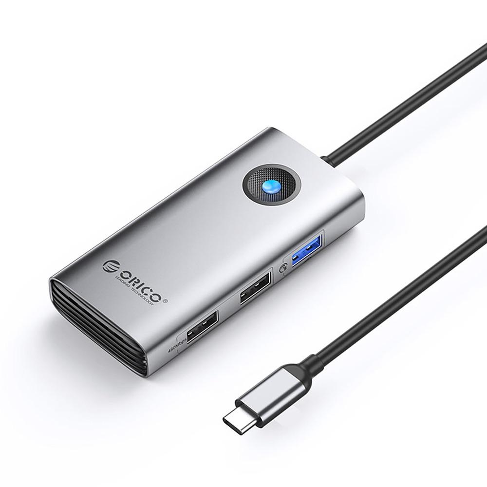 USB-C хъб за свързване на допълнителна периферия за компютри и лаптопи с USB-C порт - Orico PW11-5P Multifunction Docking Station USB-C Hub (тъмносив) | JAR Computers USB-C хъб за свързване на допълнителна периферия за компютри и лаптопи с USB-C порт - Orico PW11-5P Multifunction Docking Station USB-C Hub (тъмносив)