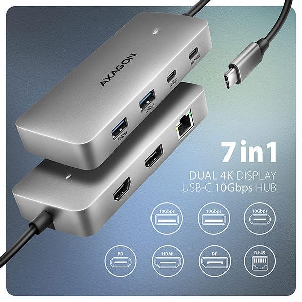 USB-C Multiport, 10Gbps, 7-port,AXAGON HMC-CUB83X2 | JAR Computers USB-C Multiport, 10Gbps, 7-port,AXAGON HMC-CUB83X2