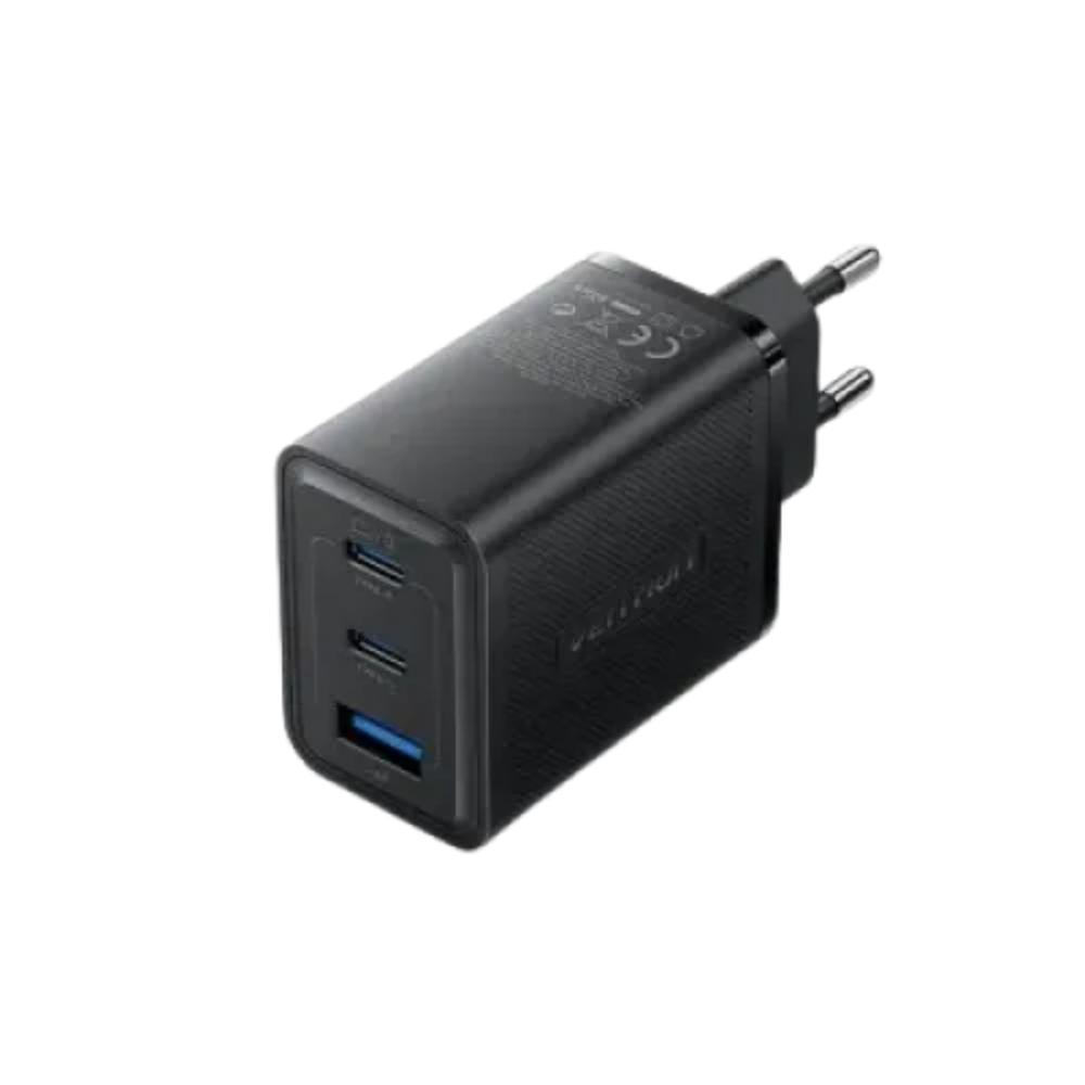 VENTION 3-Port USB (C + C + A) GaN Charger (65W/65W/60W) EU-Plug Black (FERB0-EU) (VENFERB0-EU) | JAR Computers VENTION 3-Port USB (C + C + A) GaN Charger (65W/65W/60W) EU-Plug Black (FERB0-EU) (VENFERB0-EU)