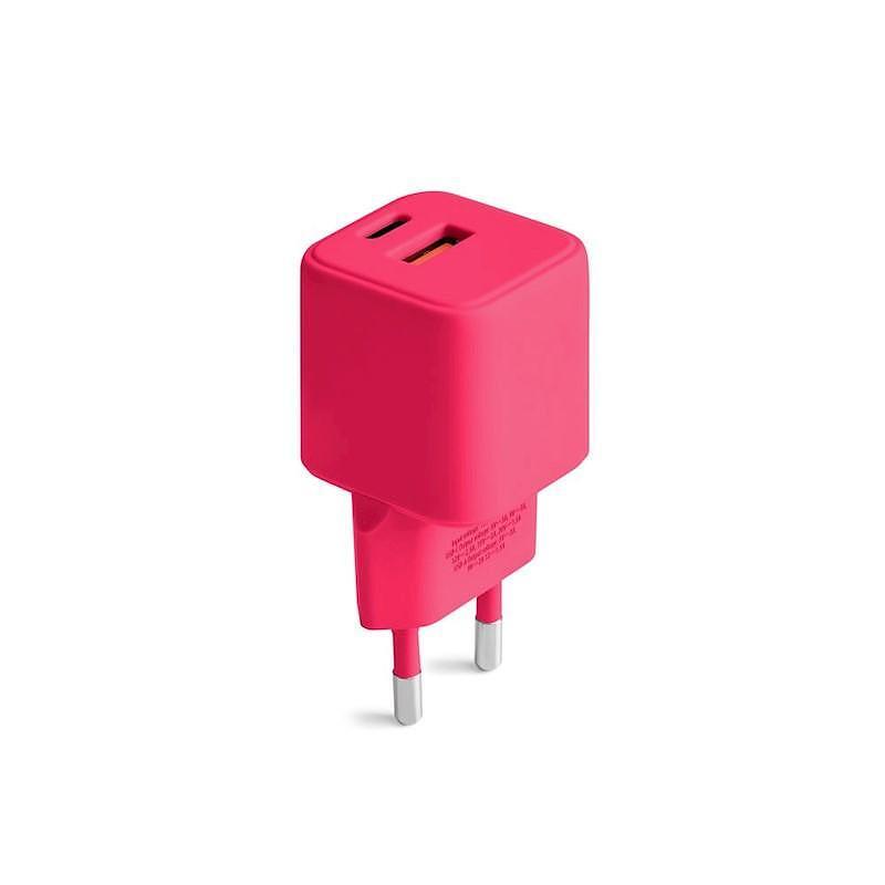 Зарядно USB-A + USB-C PD 30W COLORUM  цвят магента