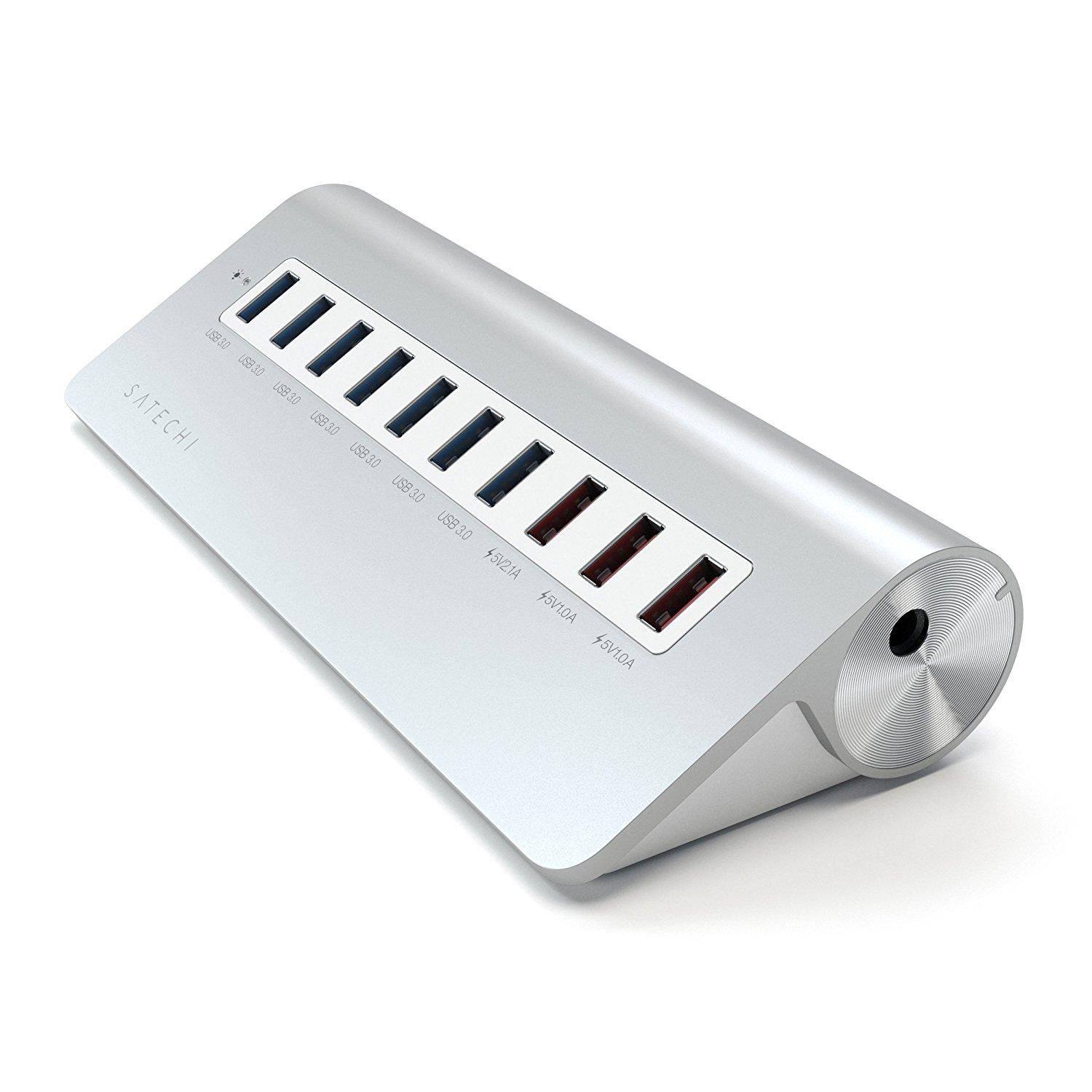 Алуминиев 7-портов USB 3.0 хъб за компютри и лаптопи и 3 USB изхода - Satechi 10-Port Aluminium Hub (4.1А) | JAR Computers Алуминиев 7-портов USB 3.0 хъб за компютри и лаптопи и 3 USB изхода - Satechi 10-Port Aluminium Hub (4.1А)