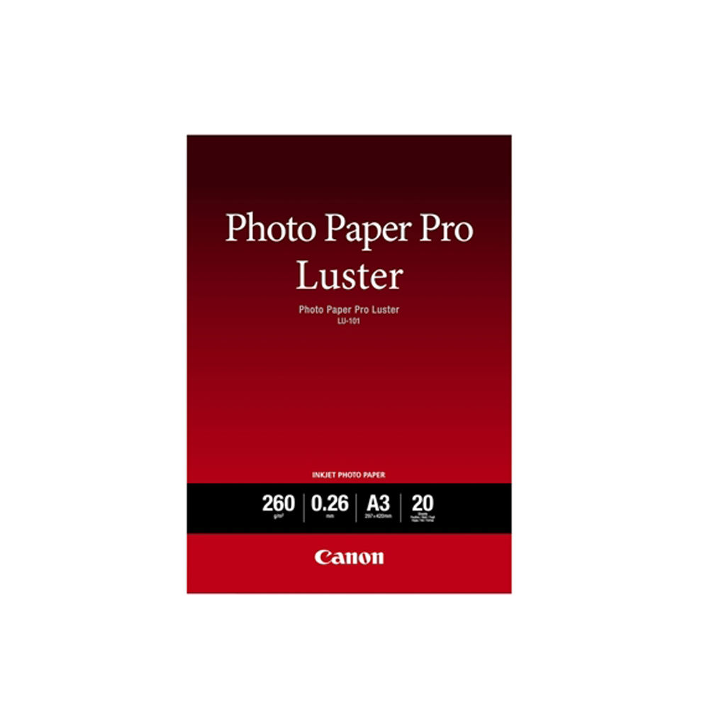 CANON A3+ CANON PRO LUSTER PHOTO PAPER 260 g/m² 20 sheets (6211B008) (CAN-LU101-A3PLUS) | JAR Computers CANON A3+ CANON PRO LUSTER PHOTO PAPER 260 g/m² 20 sheets (6211B008) (CAN-LU101-A3PLUS)