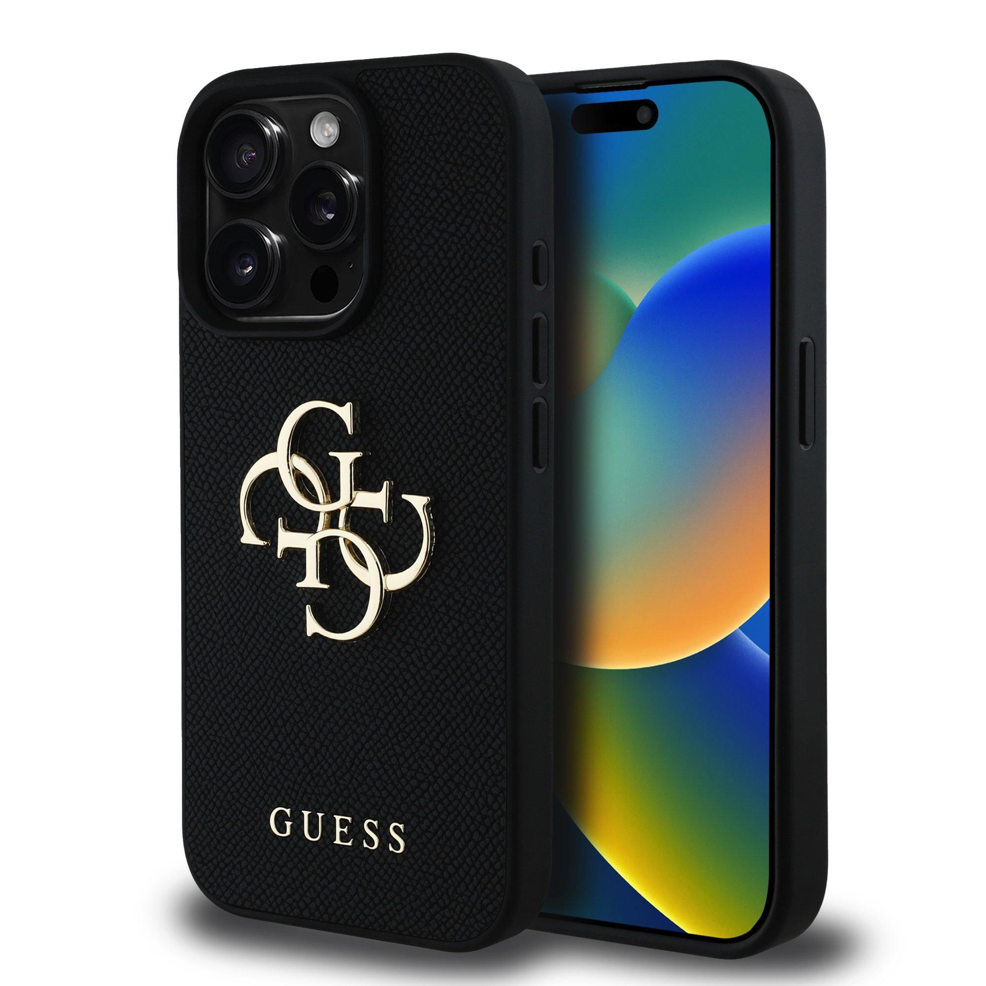 GUESS Калъф Apple iPhone 15 Pro, PU Grained 4G Metal Logo, черен - GUHCP15LPGT4MBK | JAR Computers GUESS Калъф Apple iPhone 15 Pro, PU Grained 4G Metal Logo, черен - GUHCP15LPGT4MBK