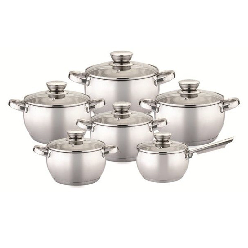 Комплект тенджери Bohmann BH 0512, 12 части, Дебело дъно, Индукция, Инокс