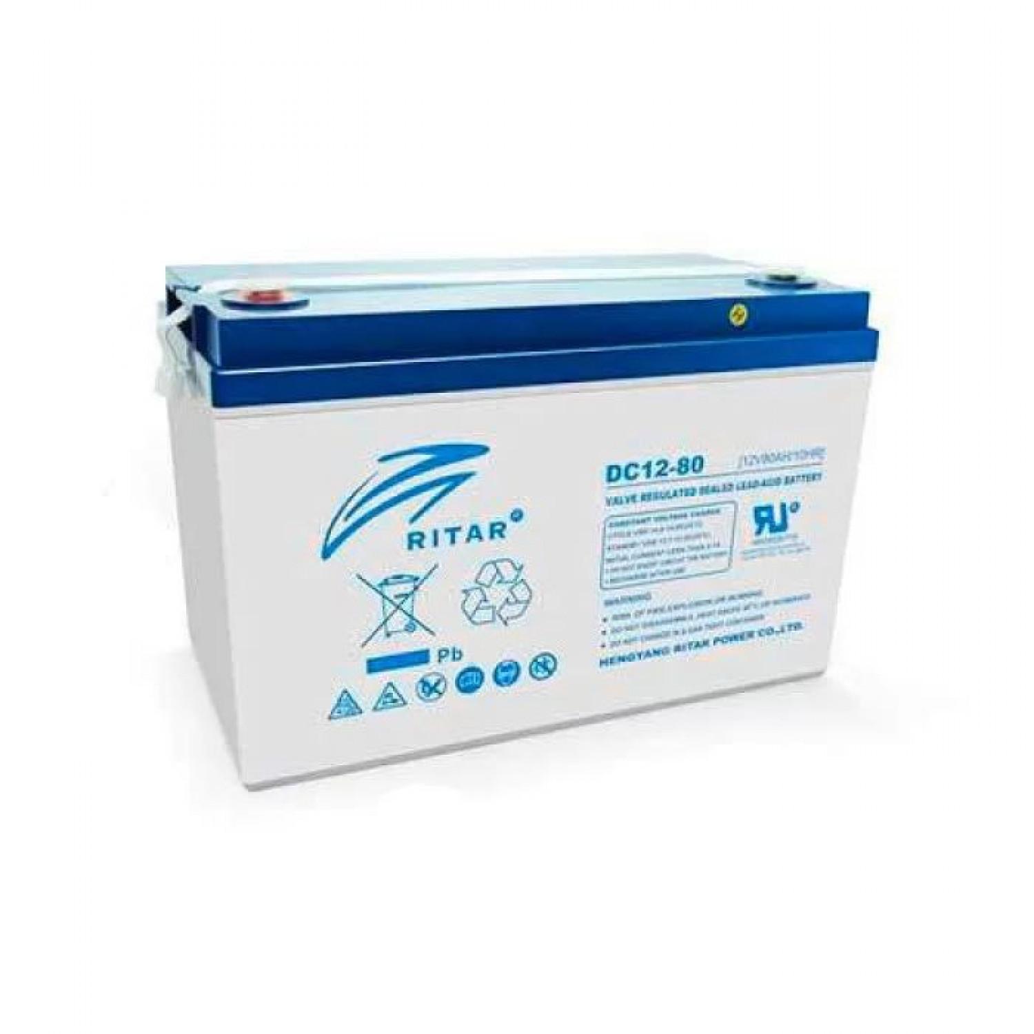 Оловна AGM батерия RITAR (DC12-80), 12V, 80Ah, F15/M8 / F11/M6, За соларни системи | JAR Computers Оловна AGM батерия RITAR (DC12-80), 12V, 80Ah, F15/M8 / F11/M6, За соларни системи