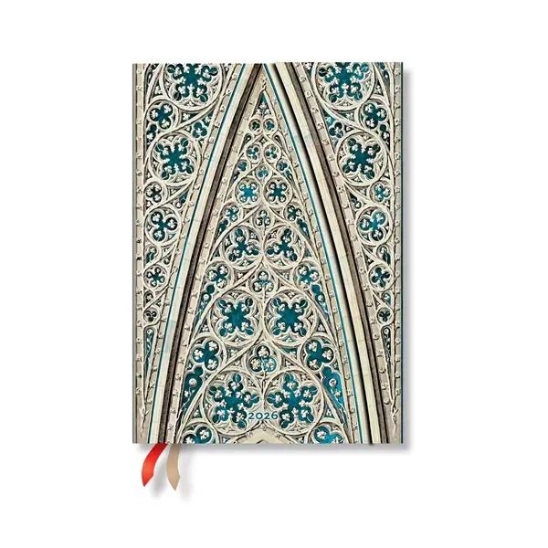 Paperblanks Планер Vault of the Milan Cathedral, Midi, вертикален, твърда корица, 80 листа, за 2026 година