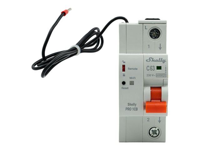 SHELLY Pro 1CB C63 Ethernet WiFi Bluetooth DIN Rail 1-Pole 63A C-Curve Circuit Breaker | JAR Computers SHELLY Pro 1CB C63 Ethernet WiFi Bluetooth DIN Rail 1-Pole 63A C-Curve Circuit Breaker