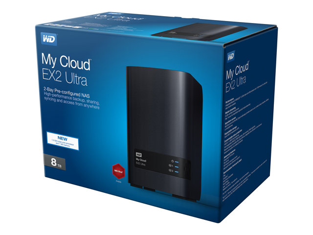 WD My Cloud EX2 Ultra NAS 8TB personal cloud stor. incl WD RED Drives 2-bay Dual Gigabit Ethernet 1.3GHz CPU DNLA RAID1 NAS RTL
