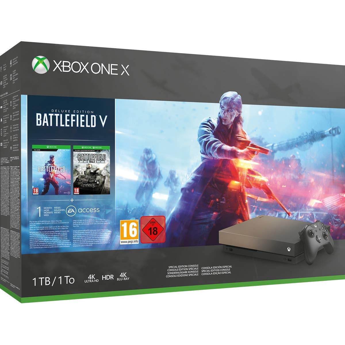 Xbox One X Gold Rush Special Edition Battlefield V Deluxe Bundle