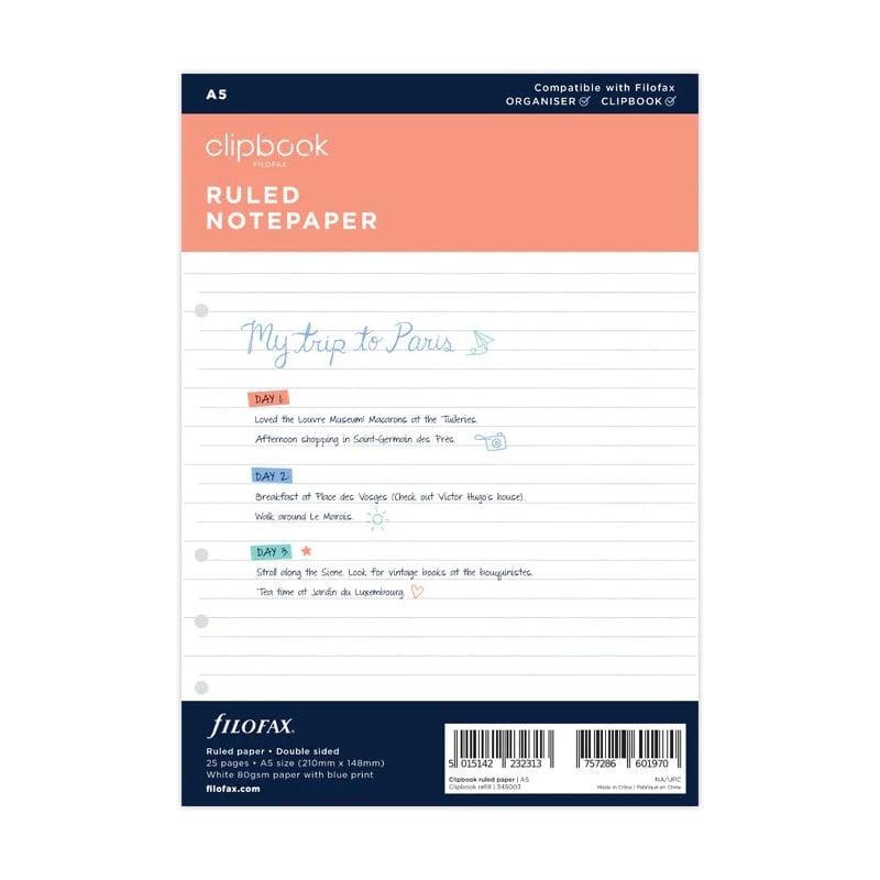 Filofax Пълнител за тефтер Clipbook, А5, на редове | JAR Computers Filofax Пълнител за тефтер Clipbook, А5, на редове