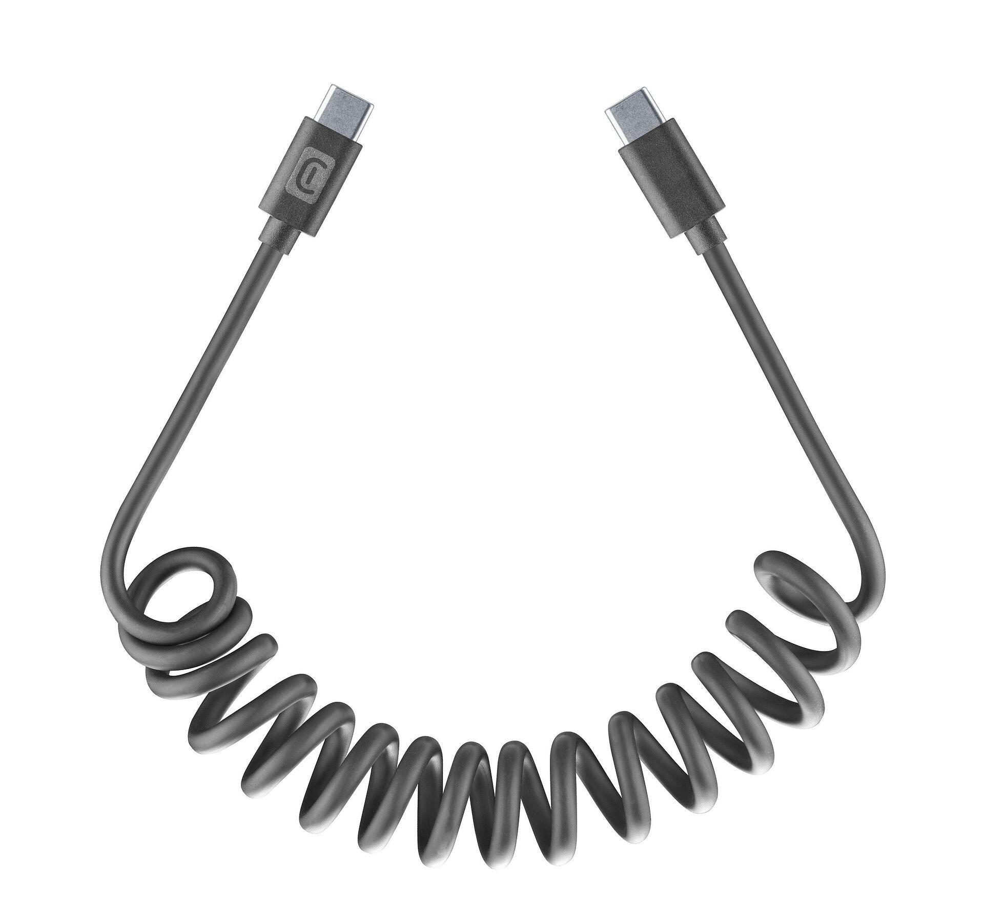 Кабел SPIRAL USB-C - USB-C до 120 см черен