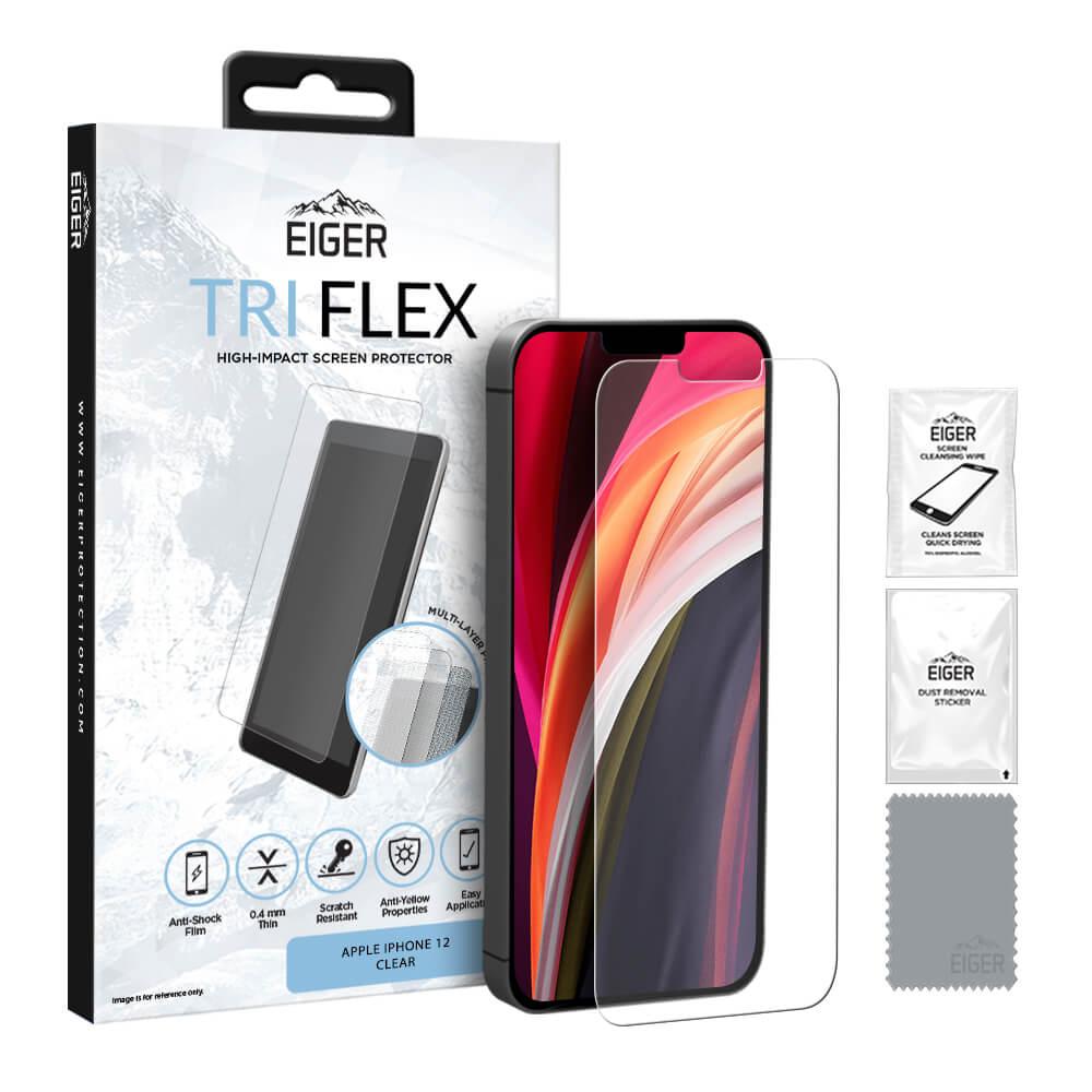 Качествено защитно покритие за дисплея на iPhone 12 mini - Eiger Tri Flex High Impact Film Screen Protector (един брой) | JAR Computers Качествено защитно покритие за дисплея на iPhone 12 mini - Eiger Tri Flex High Impact Film Screen Protector (един брой)