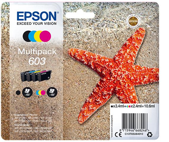 Комплект 4 глави за Epson Expression Home XP-2100/XP-3100/XP-4100 Series - Ink - /603/ / C13T03U64010 - BK/C/M/Y - Multipack - PN C13T03U64010 | JAR Computers Комплект 4 глави за Epson Expression Home XP-2100/XP-3100/XP-4100 Series - Ink - /603/ / C13T03U64010 - BK/C/M/Y - Multipack - PN C13T03U64010