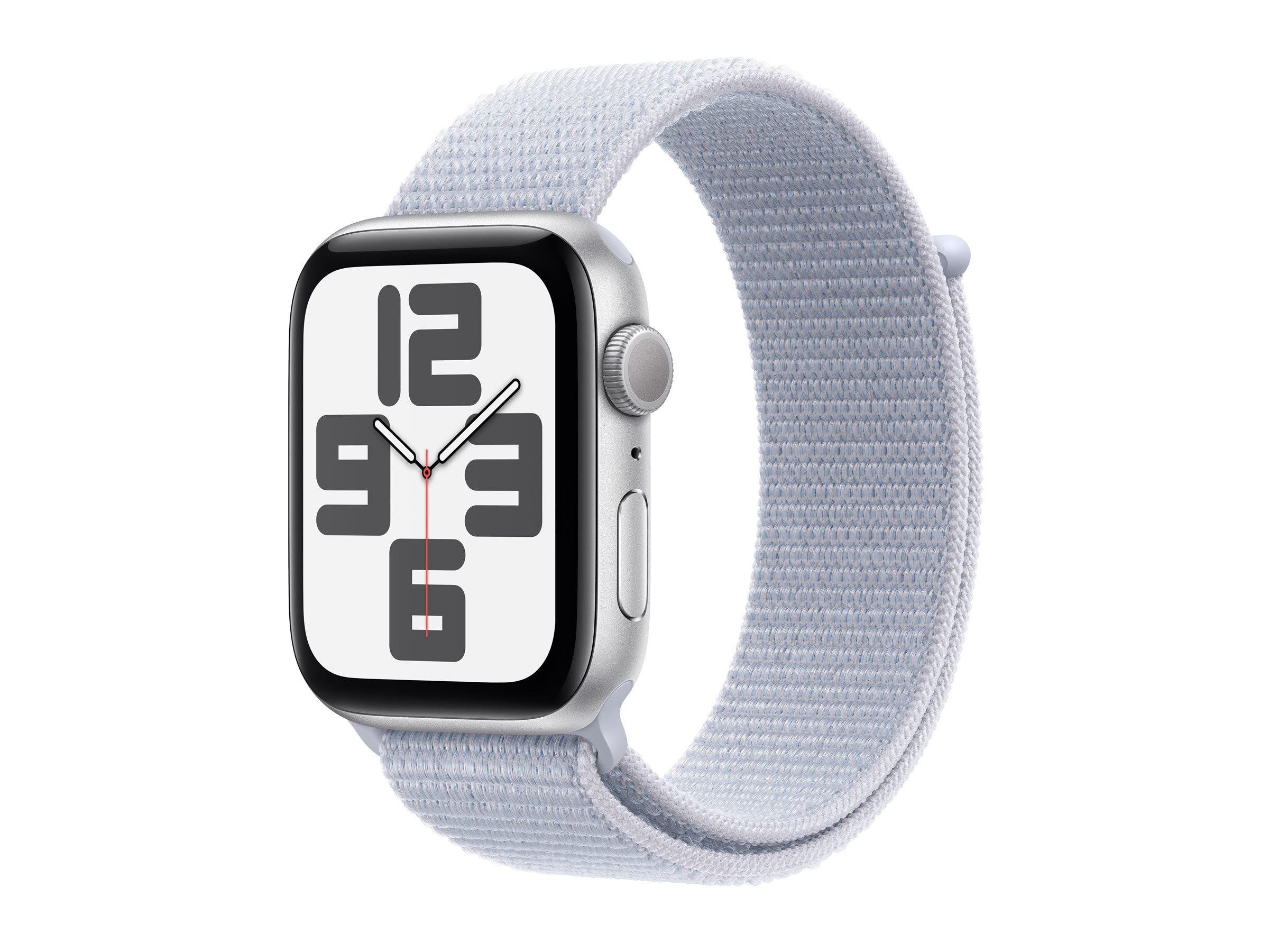 APPLE Watch SE GPS 44mm Silver Aluminium Case with Blue Cloud Sport Loop | JAR Computers APPLE Watch SE GPS 44mm Silver Aluminium Case with Blue Cloud Sport Loop