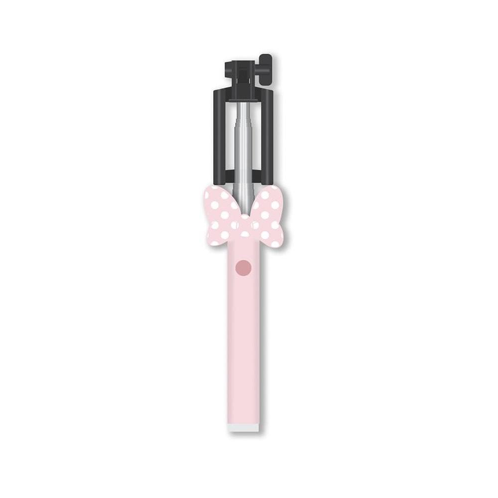 Disney Minnie Bluetooth Folding Selfie Stick - портативен разтегаем безжичен селфи стик за мобилни телефони (розов)