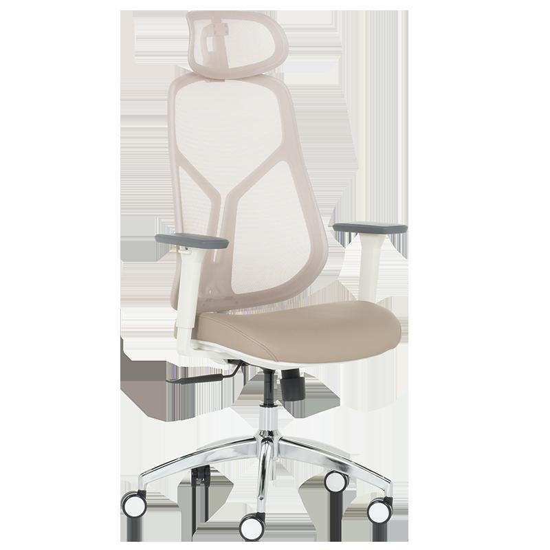 Ергономичен стол Carmen 7901 W еко кожа - сив-розов