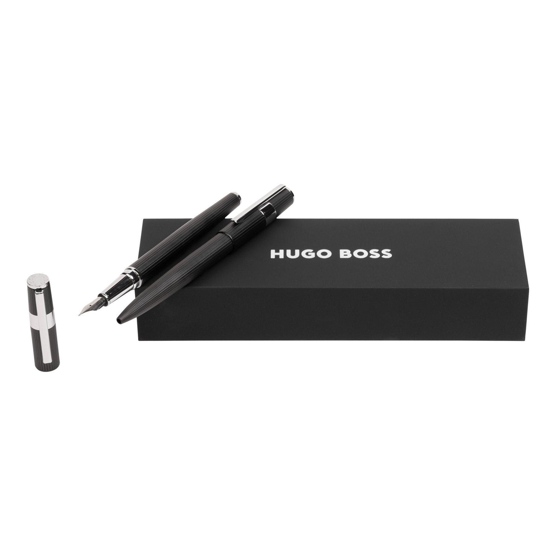 Hugo Boss Комплект писалка и химикалка Gear Pinstripe Chrome, в кутия, черни | JAR Computers Hugo Boss Комплект писалка и химикалка Gear Pinstripe Chrome, в кутия, черни